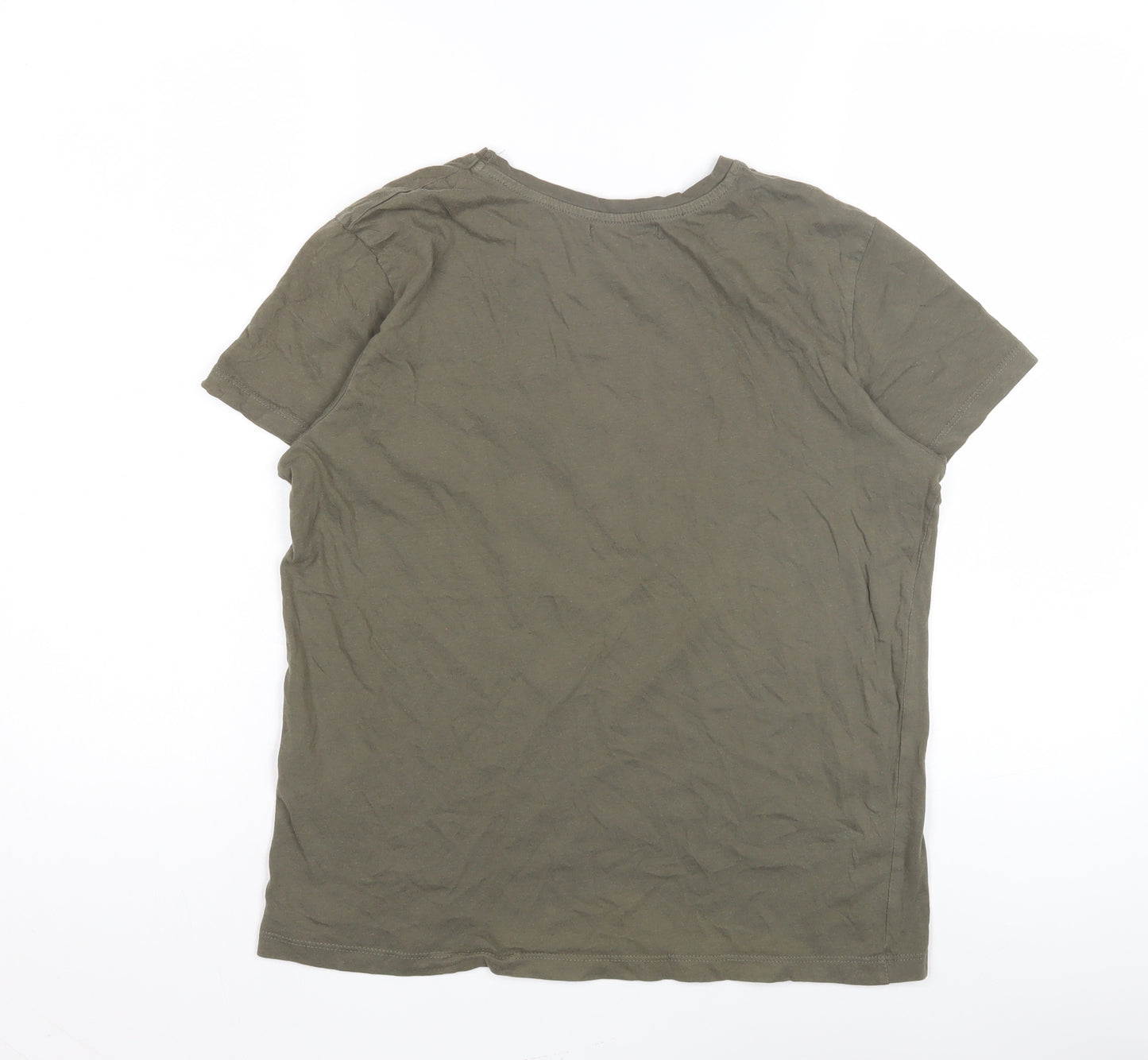 Pull&Bear Unisex Green Basic T-Shirt L