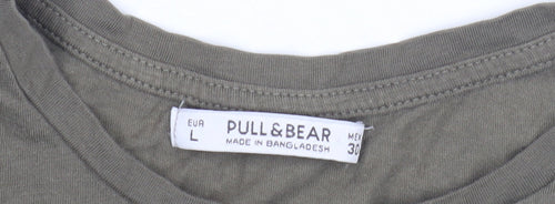 Pull&Bear Unisex Green Basic T-Shirt L