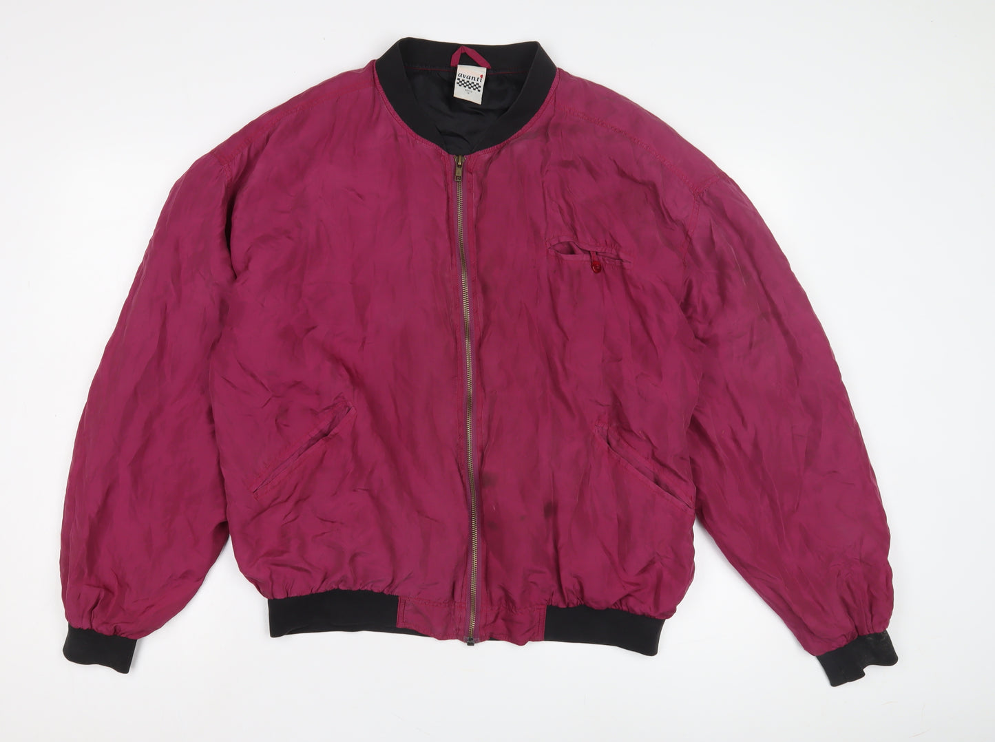 Avanti Men's Red Silk Bomber Jacket, M