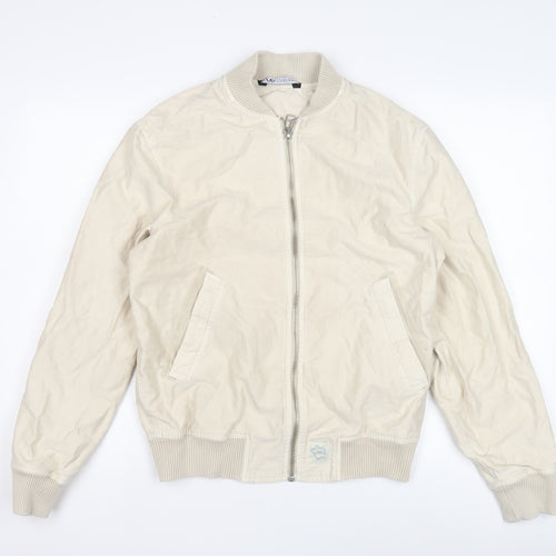 Zara Women's Beige Bomber Jacket Size S Casual Stylish