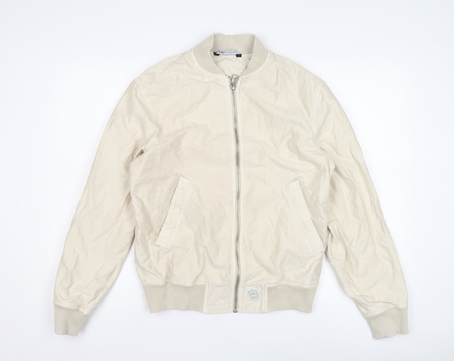 Zara Women's Beige Bomber Jacket Size S Casual Stylish