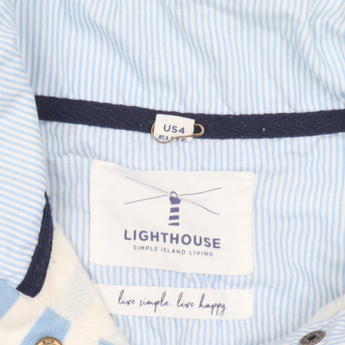 Lighthouse Women's Blue Striped Pullover Sweatshirt, Size 8