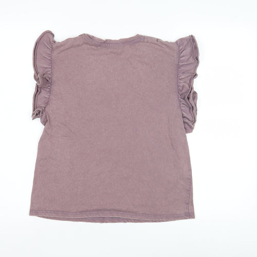 Zara Women's Purple Flutter Sleeve T-Shirt M