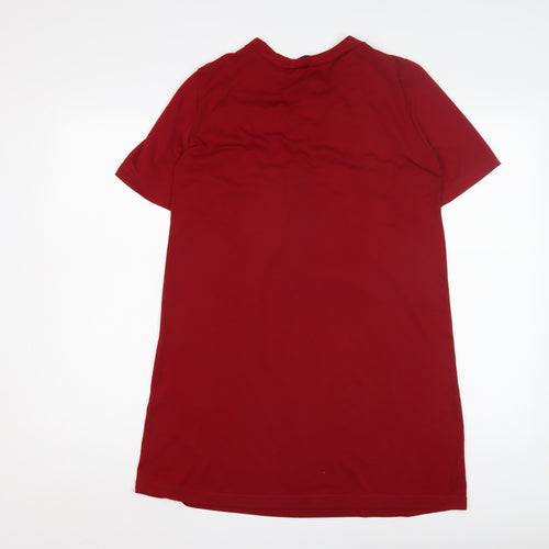 Zanzea Women's Red T-Shirt Dress, M, Lace Up V-Neck, Short Sleeve