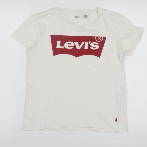 Levi's Women's White Logo T-Shirt, Size S, Cotton Casual Top