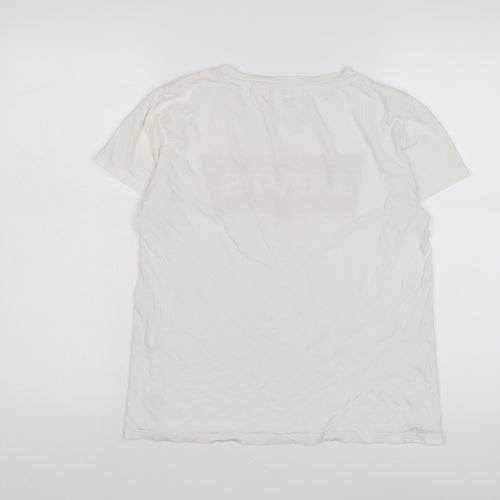 Levi's Women's White Logo T-Shirt, Size S, Cotton Casual Top