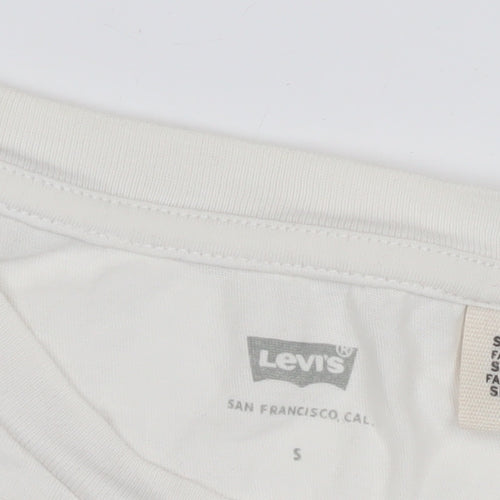 Levi's Women's White Logo T-Shirt, Size S, Cotton Casual Top