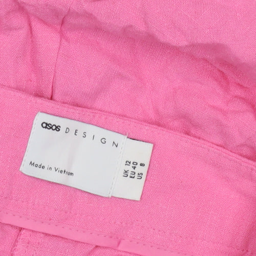 ASOS Women's Pink Linen Trousers - Size 12