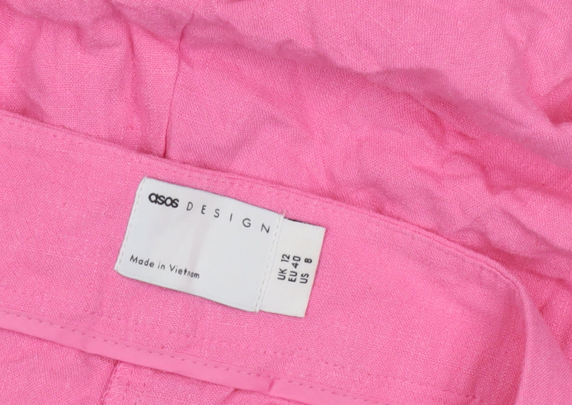 ASOS Women's Pink Linen Trousers - Size 12