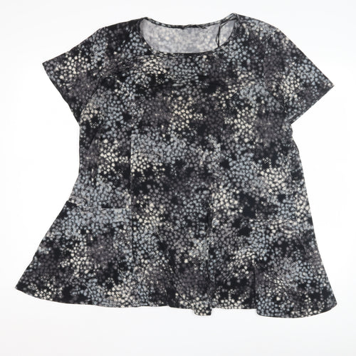 BM Collection Women's Black Geometric Top, Size 20