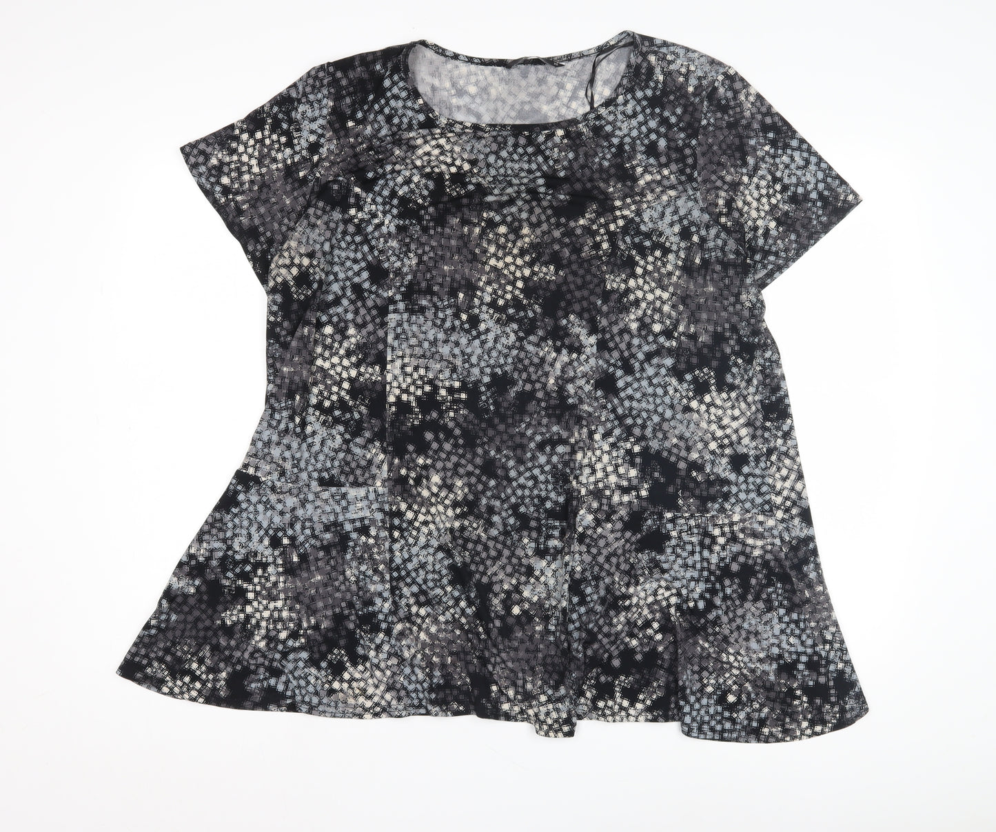 BM Collection Women's Black Geometric Top, Size 20