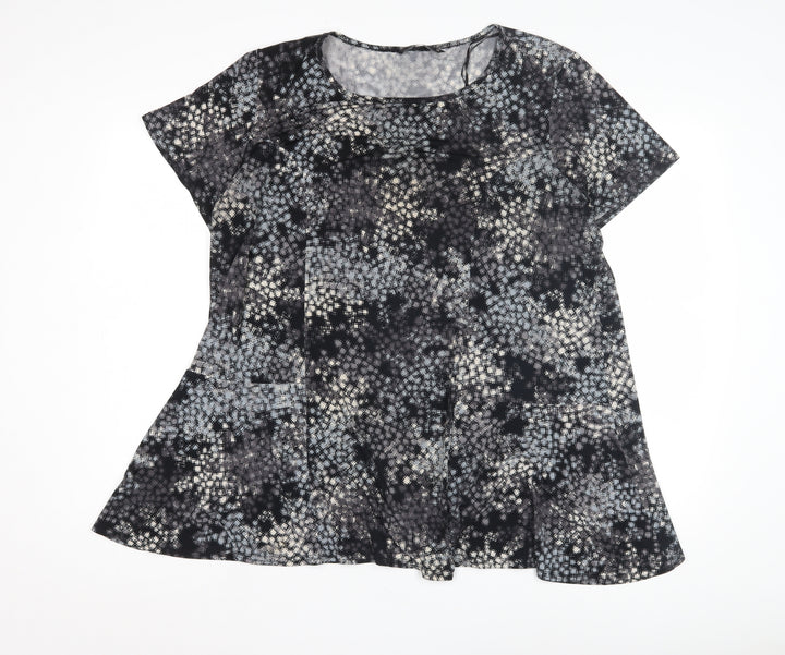 BM Collection Women's Black Geometric Top, Size 20