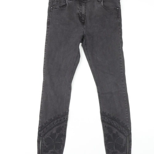 Next Women's Black Skinny Embroidered Jeans Size 10