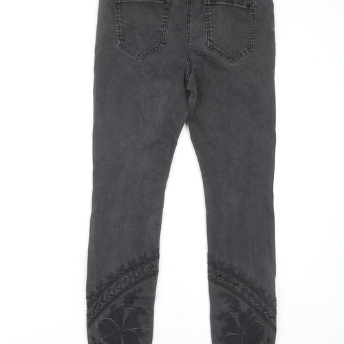 Next Women's Black Skinny Embroidered Jeans Size 10