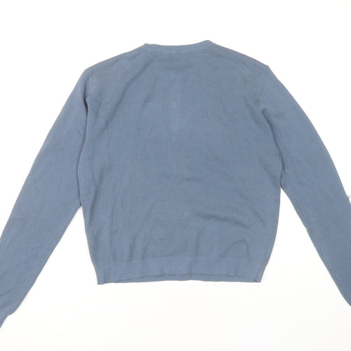 Zara Women's Blue Cardigan, Size 8, Crew Neck Knit
