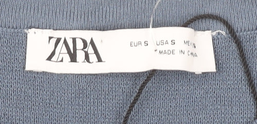 Zara Women's Blue Cardigan, Size 8, Crew Neck Knit