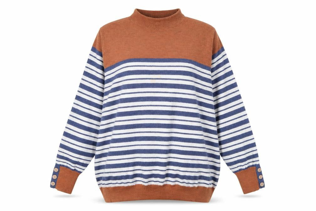 Front view of Julipa Women's Multicoloured Striped jumper