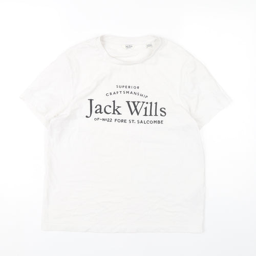 Jack Wills Women's White T-Shirt, Size 8, Casual Style