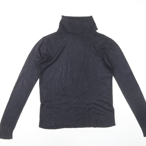 Marks and Spencer Women's Blue Roll Neck Jumper Size 8