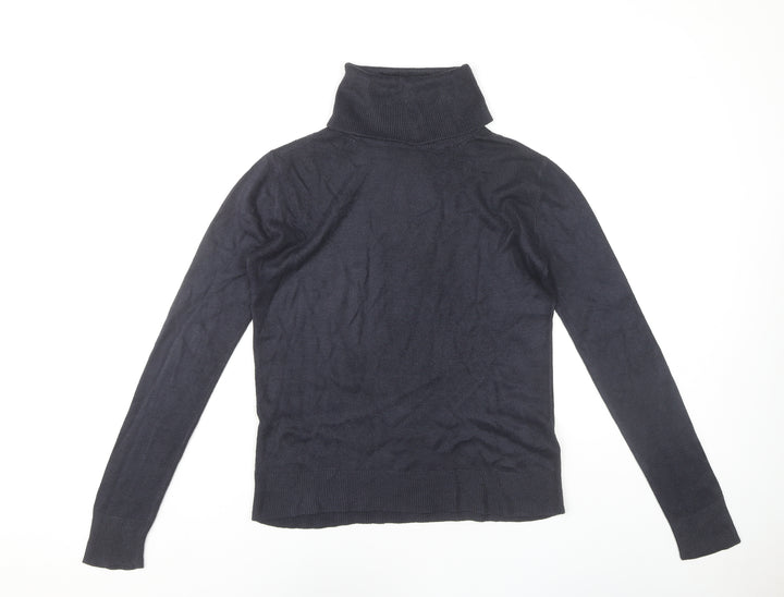Marks and Spencer Women's Blue Roll Neck Jumper Size 8