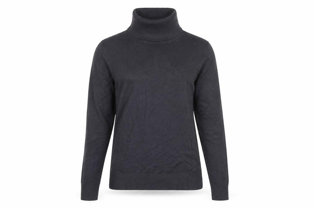 Front view of Marks & Spencer Women's Blue Roll Neck Jumper, size 8