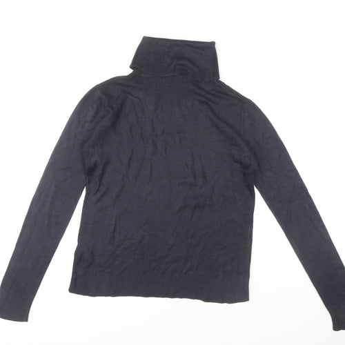 Marks and Spencer Women's Blue Roll Neck Jumper Size 8