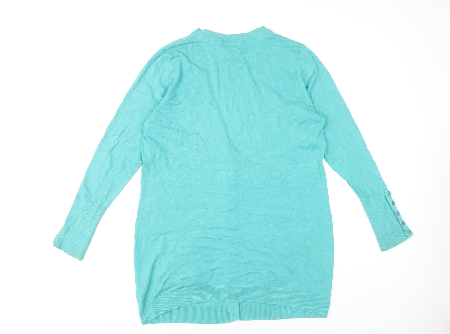 Marks and Spencer Women's Green V-Neck Cardigan, Size 16
