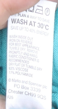 Marks and Spencer Women's Green V-Neck Cardigan, Size 16
