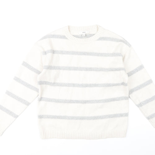 Marks and Spencer Women's Ivory Striped Pullover Jumper S