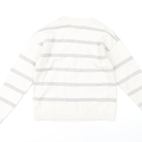 Marks and Spencer Women's Ivory Striped Pullover Jumper S
