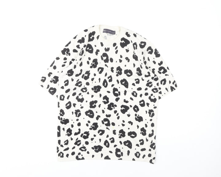 Marks and Spencer Women's M White Animal Print T-Shirt