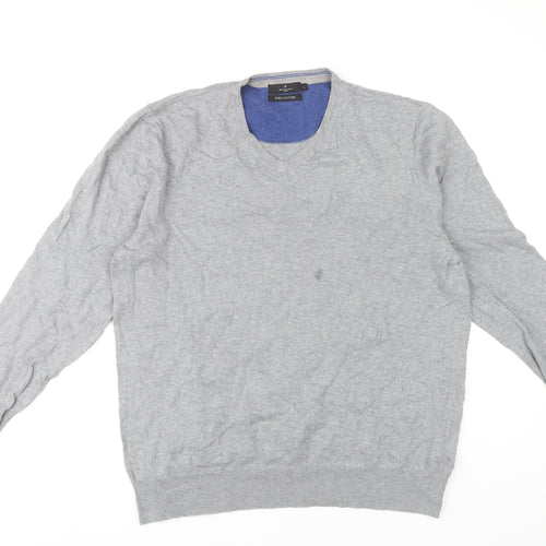 Jeff Banks Men's Grey V-Neck Cotton Pullover Size L