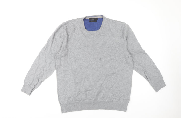 Jeff Banks Men's Grey V-Neck Cotton Pullover Size L