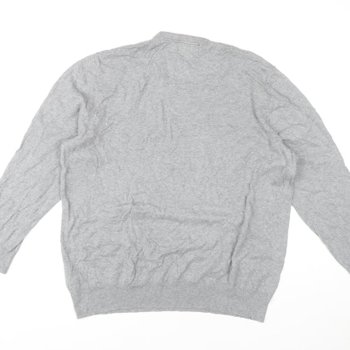 Jeff Banks Men's Grey V-Neck Cotton Pullover Size L
