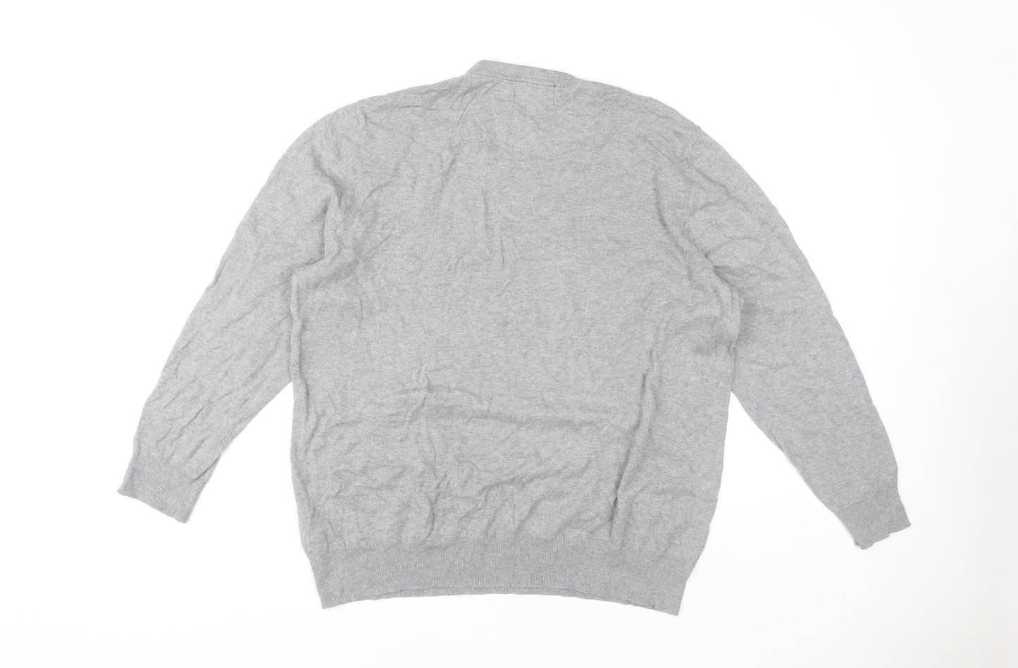Jeff Banks Men's Grey V-Neck Cotton Pullover Size L