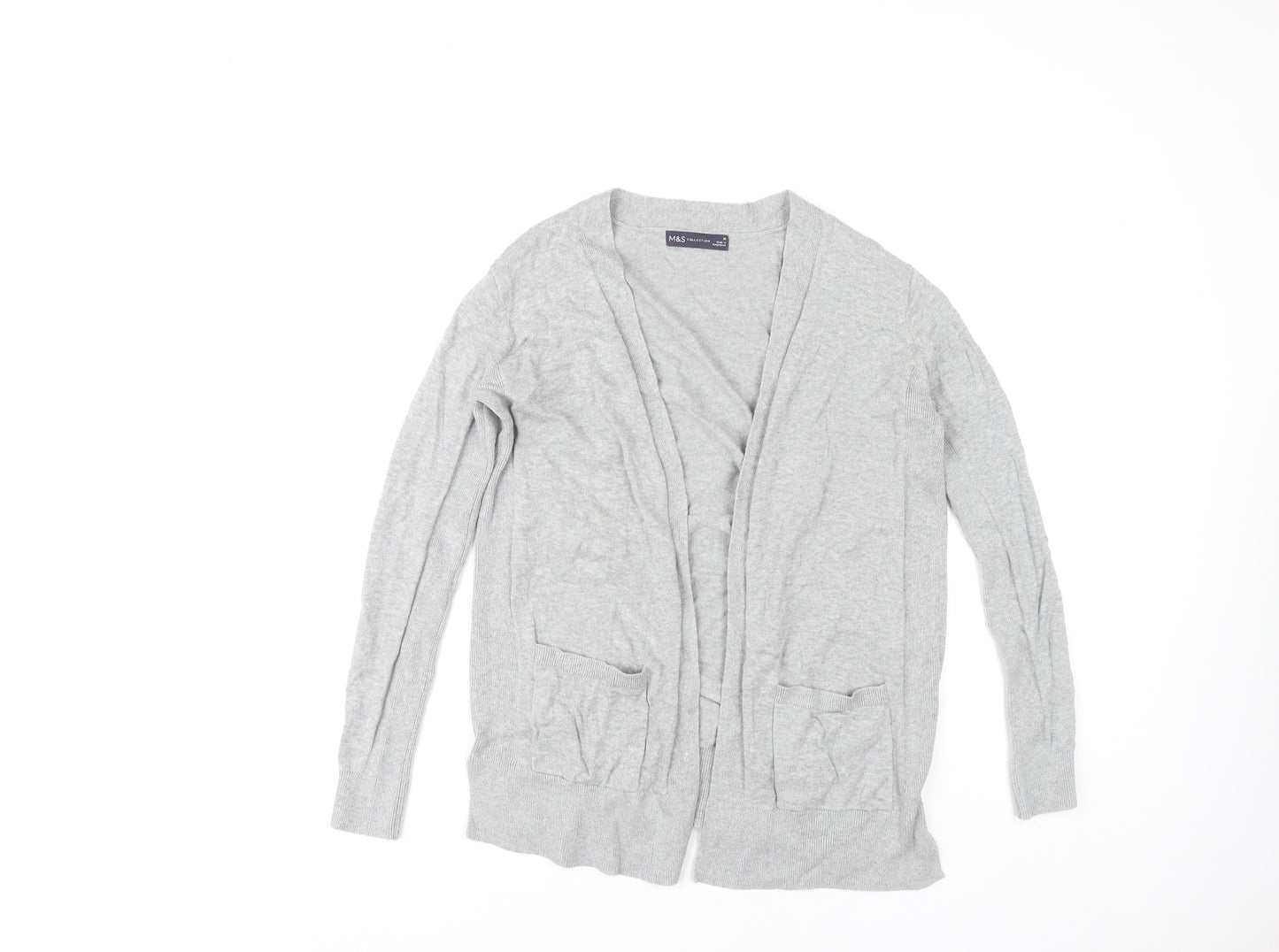 Marks and Spencer Grey Women's Open Front Cardigan, Size 10, Cotton