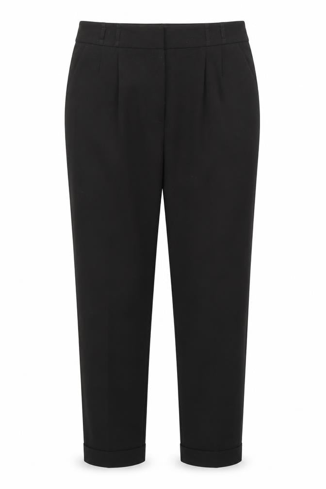 Front view of M&Co Women's Black Trousers, size 14, Regular Fit