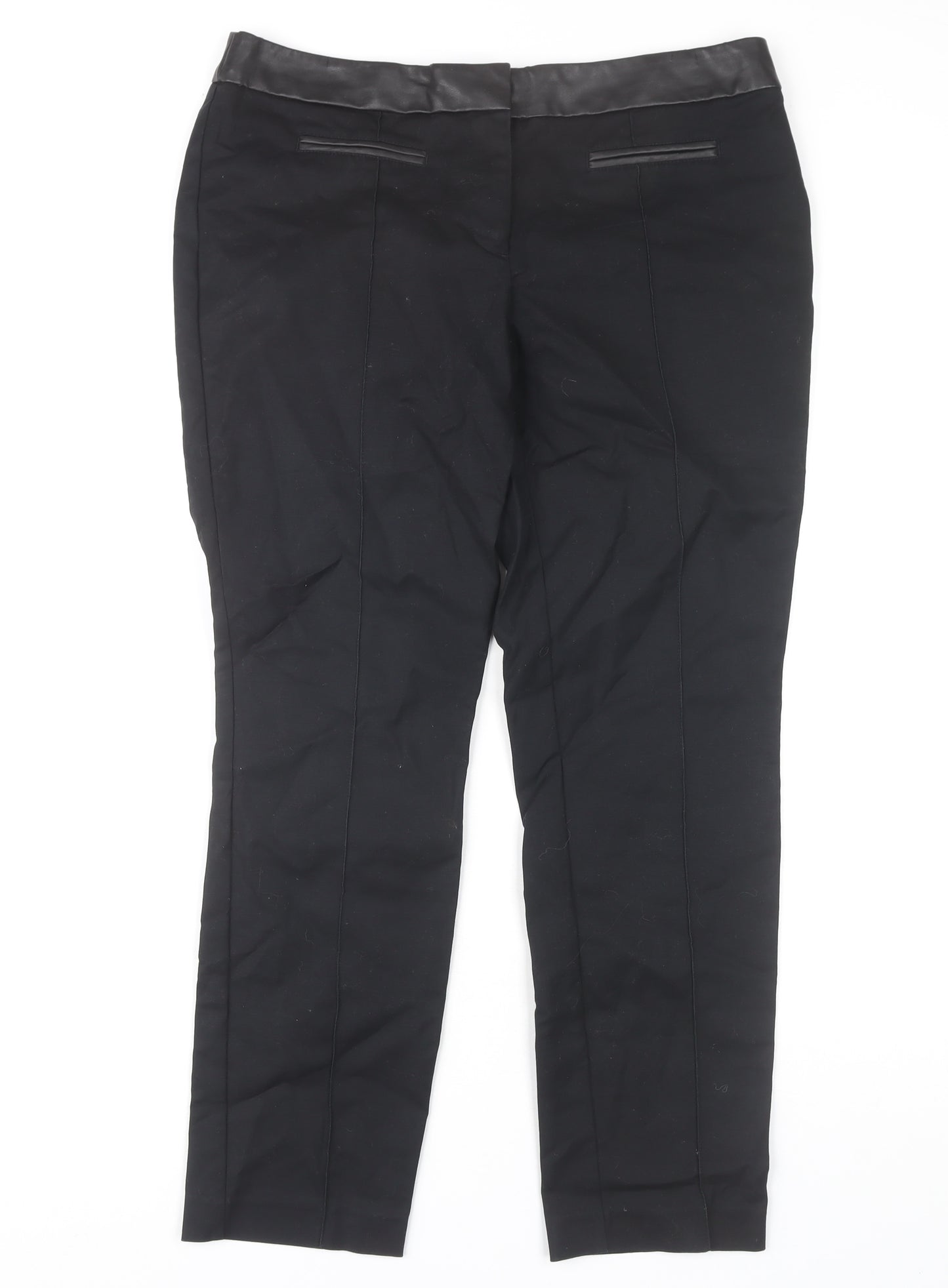 Next Women's Black Straight-Leg Trousers Size 12