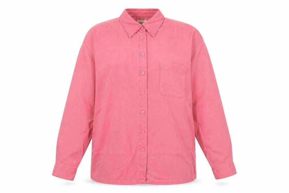 Front view of Marks & Spencer Women's Pink Button-Up Shirt UK 16