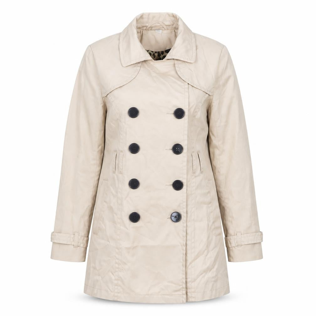 Front view of H&M Women's Beige Trench Coat, size 12