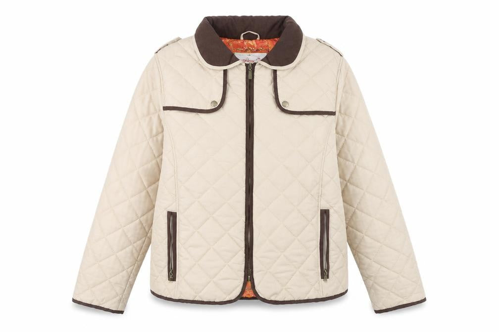 Front view of Tayberry Women's Beige Quilted Jacket XL