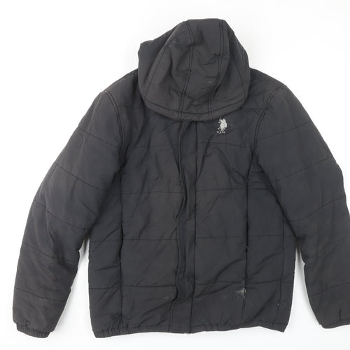 U.S. Polo Assn. Men's Black L Hooded Puffer Jacket