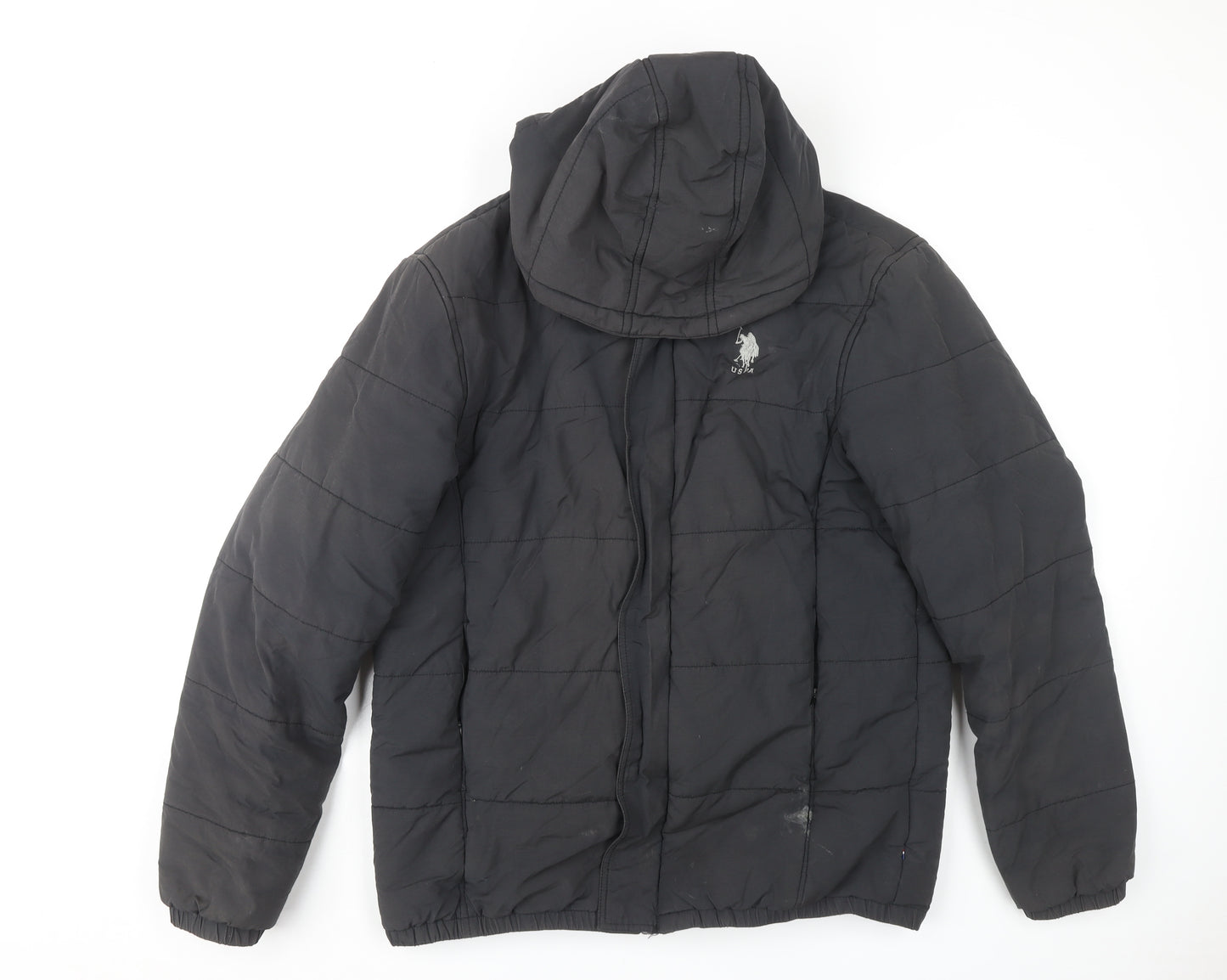 U.S. Polo Assn. Men's Black L Hooded Puffer Jacket