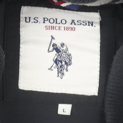 U.S. Polo Assn. Men's Black L Hooded Puffer Jacket