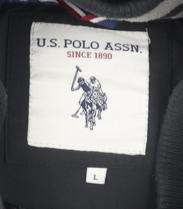 U.S. Polo Assn. Men's Black L Hooded Puffer Jacket