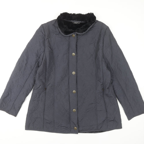 TIGI Women's Black Quilted Coat Size 14