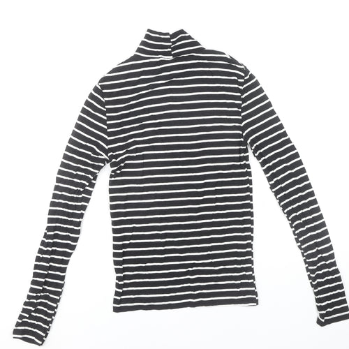 Stradivarius Women's Black Striped Roll Neck T-Shirt M