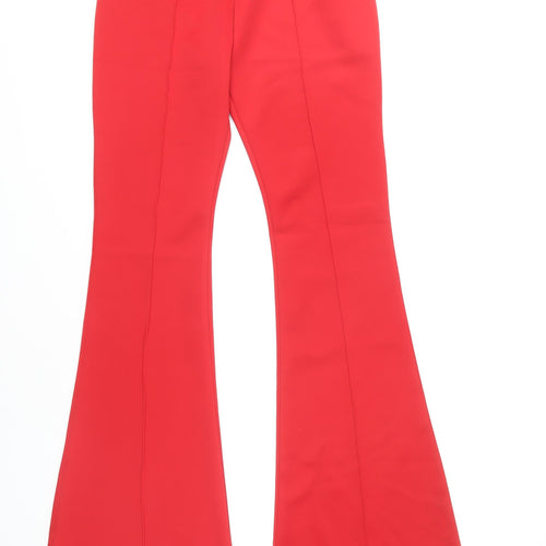 PrettyLittleThing Women's Red Flared Trousers Size 8