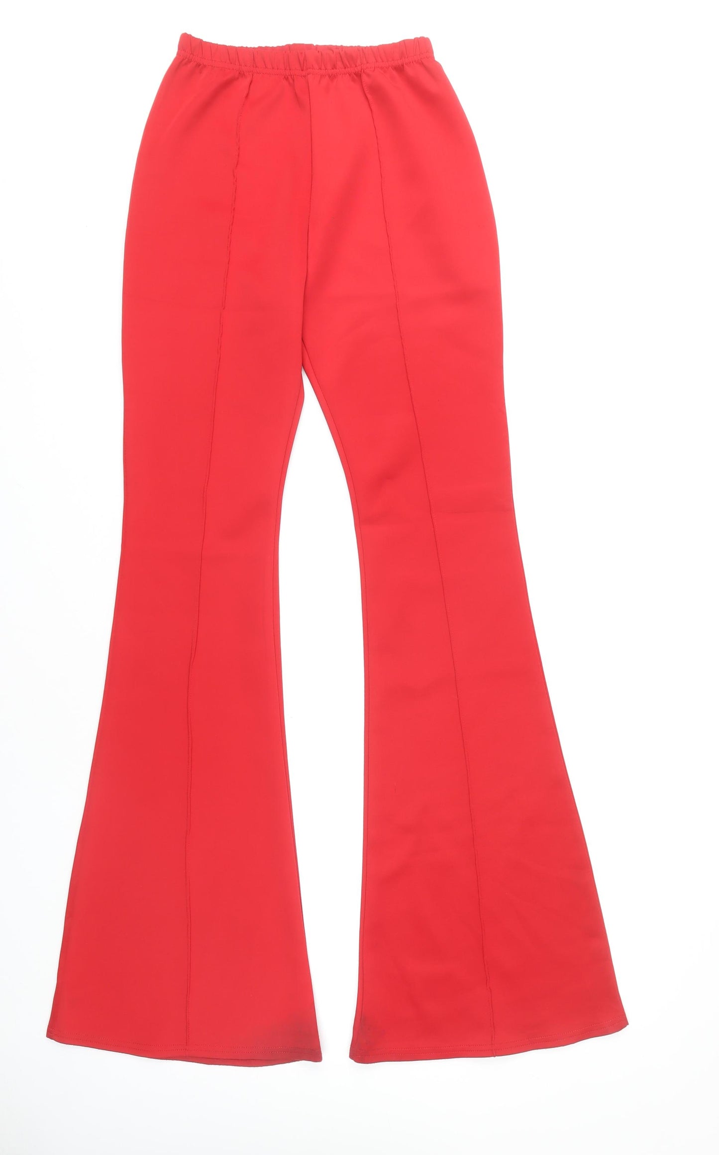 PrettyLittleThing Women's Red Flared Trousers Size 8