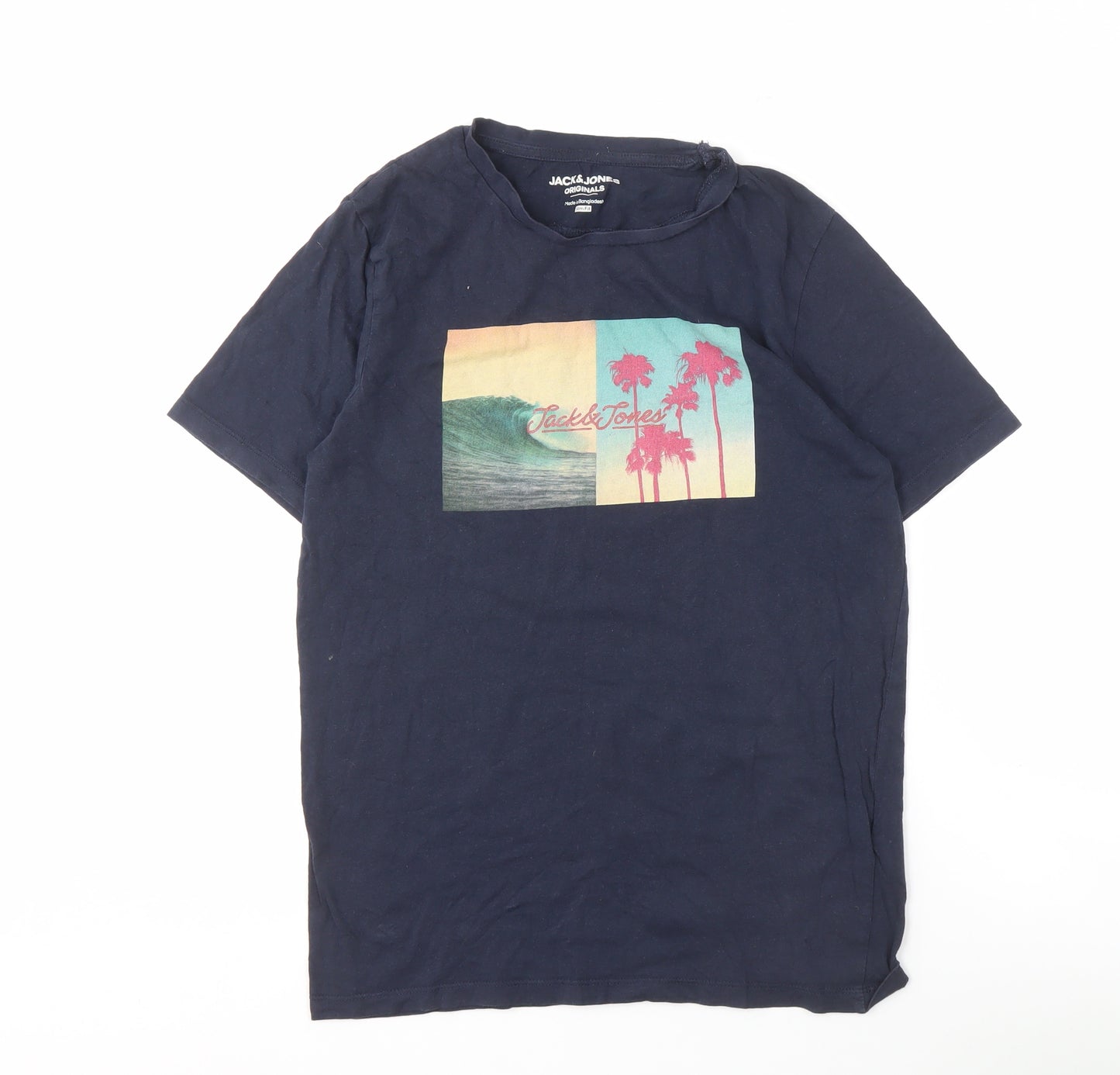 Jack & Jones Men's Blue Slim Fit Graphic T-Shirt